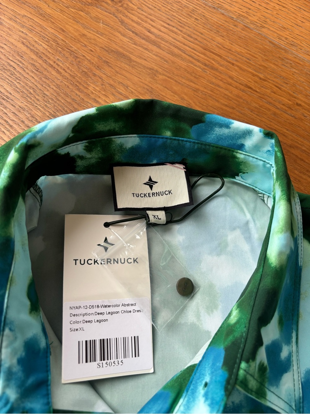 NWT Tuckernuck Deep Lagoon Chloe Watercolor Belted Midi Dress XL - Picture 11 of 12